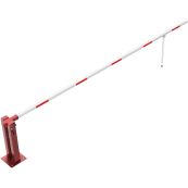 Manual barrier | with pneumatic spring | and hinged pole support | clear width: 5000 mm | with triangular lock and Euro profile cylinder lock at the main support